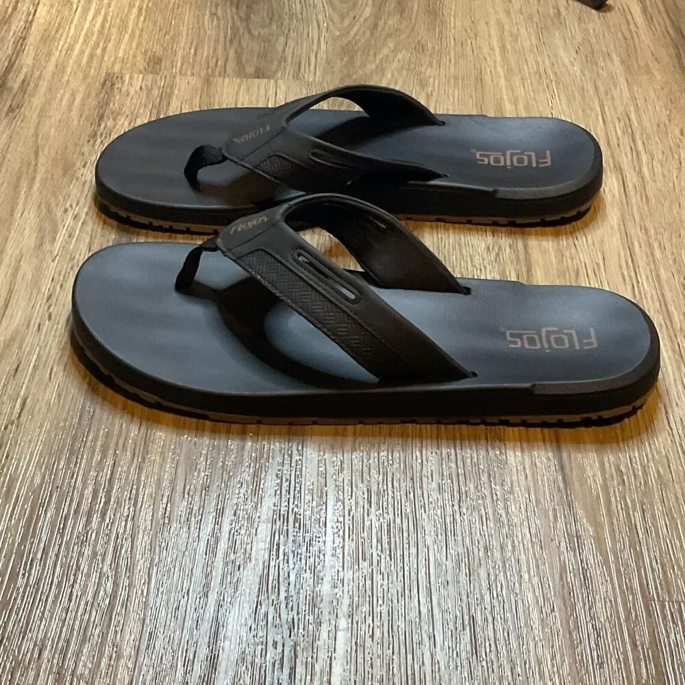 Flojos Sandals Flip Flops Mens Size 12 Black Summer‎ Beach Casual
